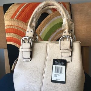 NWT Tignanello all-leather cream satchel